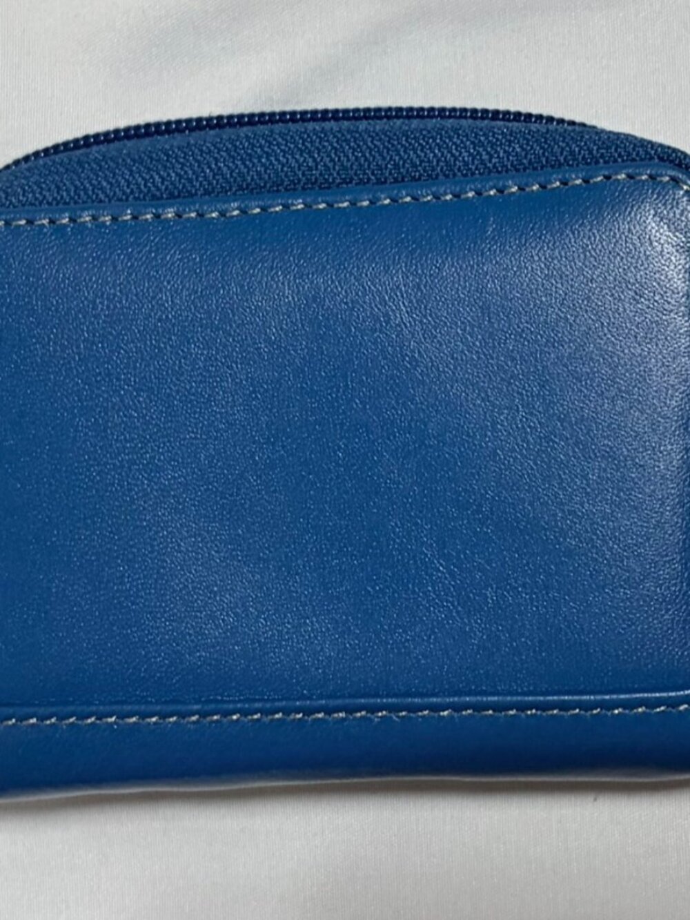 WINN #9465 Teal Blue Leather Accordion Zip Around Card Wallet ID Window Box